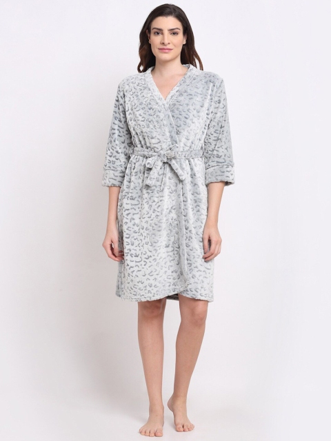

Kanvin Grey Solid Bath Robe