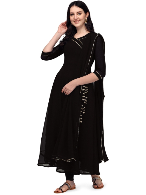 

PMD Fashion Women Black Gotta Patti Georgette Anarkali Kurta