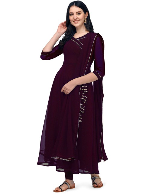 

PMD Fashion Women Purple Gotta Patti Georgette Anarkali Kurta