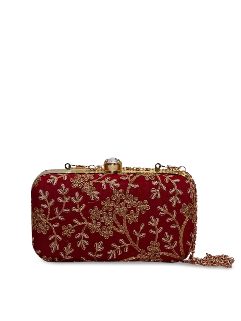 

DN Creation Maroon Printed Shopper Sling Bag with Cut Work
