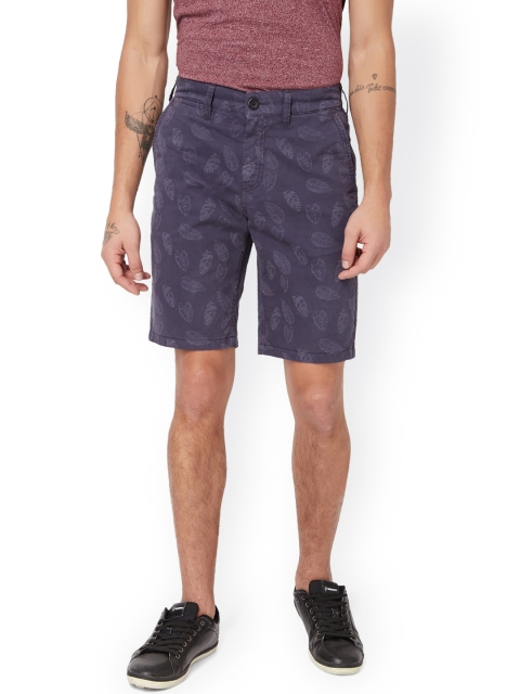 

Breakbounce Men Navy Slim Fit Printed Chino Shorts, Navy blue