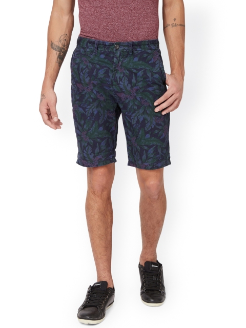 

Breakbounce Men Navy Slim Fit Printed Chino Shorts, Navy blue