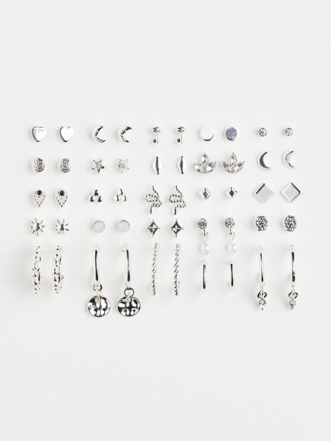 

H&M Silver-Toned Set of 25 Studs Earrings