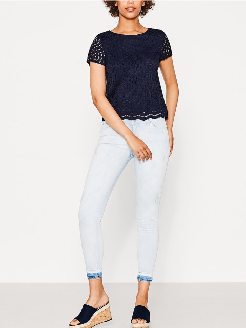 

ESPRIT Women Blue Skinny Fit Mid-Rise Mildly Distressed Jeans