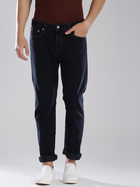 

Levis Men Navy 513 Straight Fit Mid-Rise Clean Look Stretchable Jeans, Navy blue