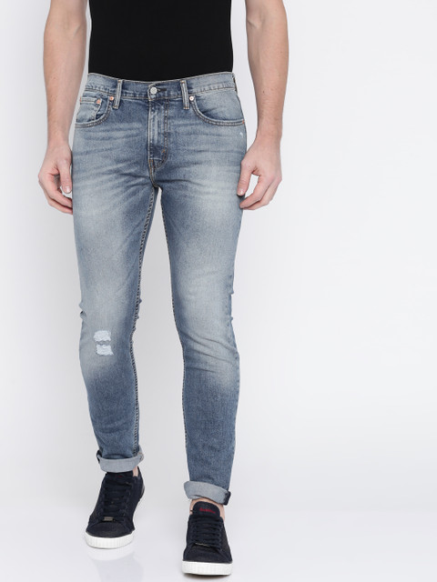 

Levis Men Blue 512 Tapered Fit Mid-Rise Low Distress Stretchable Jeans