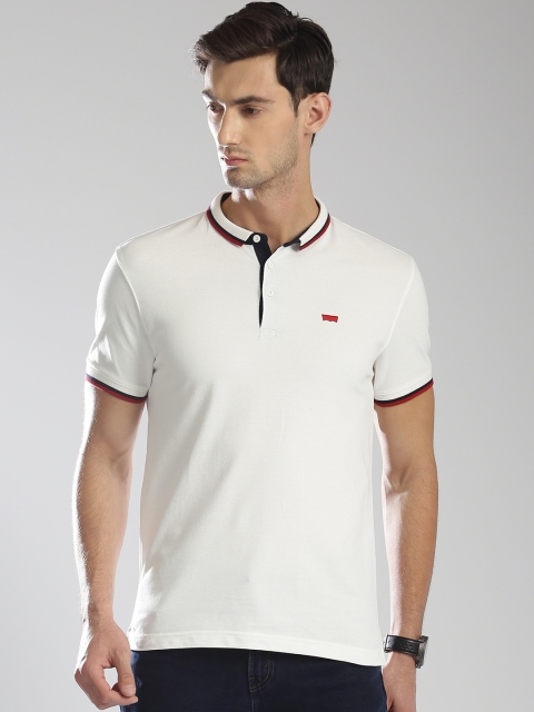 

Levis Men White Solid Polo Collar T-shirt