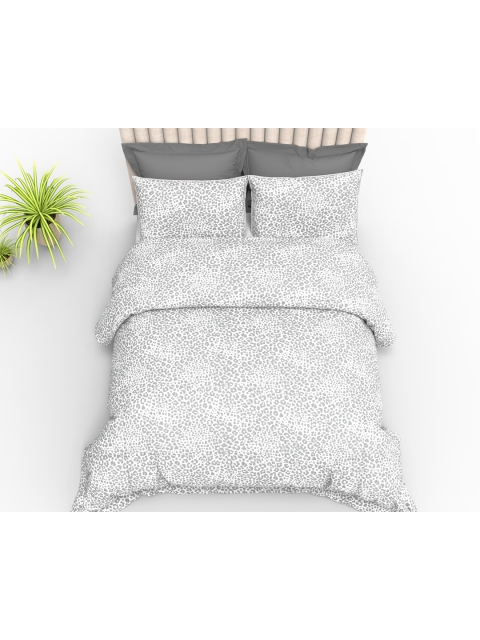 

THE WHITE MOSS Off White & Grey 210 TC King Bedsheet with 2 Pillow Covers