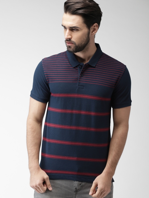 

Levis Men Navy Blue & Red Striped Polo T-shirt