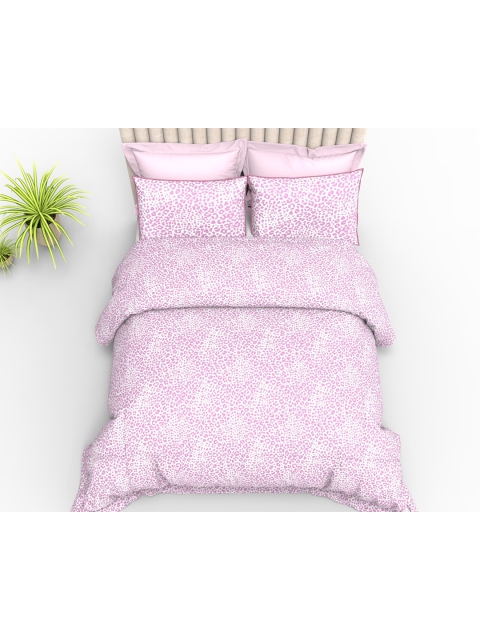 

THE WHITE MOSS Pink & White 210 TC King Bedsheet with 2 Pillow Covers