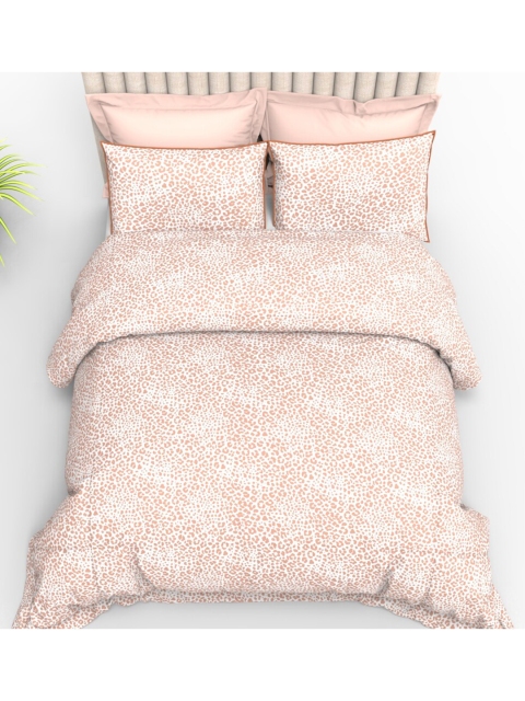 

THE WHITE MOSS Orange & Off White 210 TC King Bedsheet with 2 Pillow Covers