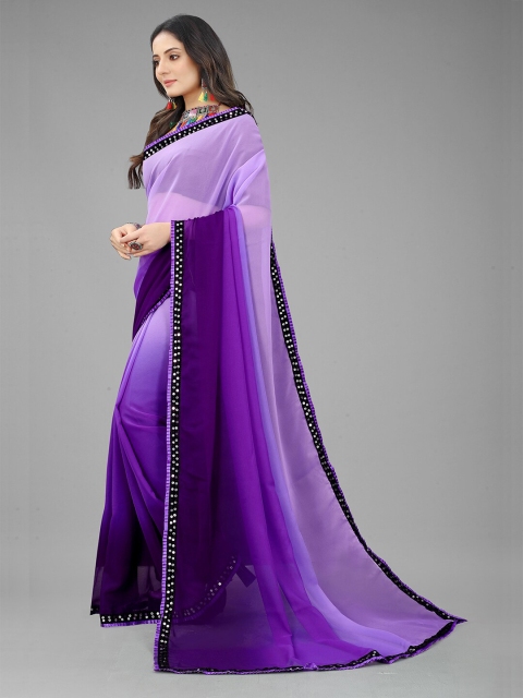 

GUNVANTI FAB Purple & Black Solid Saree