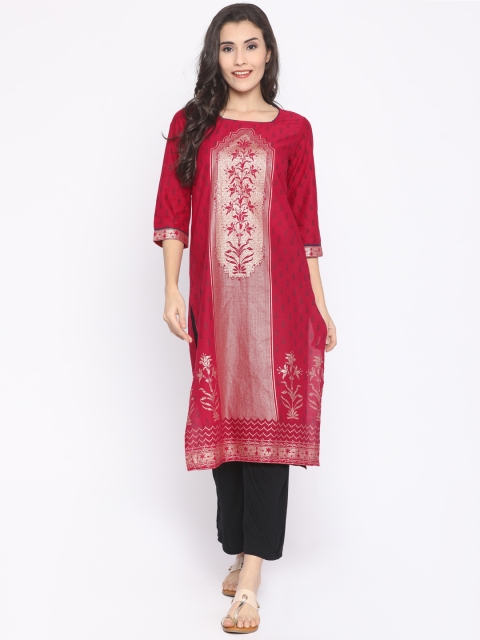 

AURELIA Women Red Printed Straight Kurta