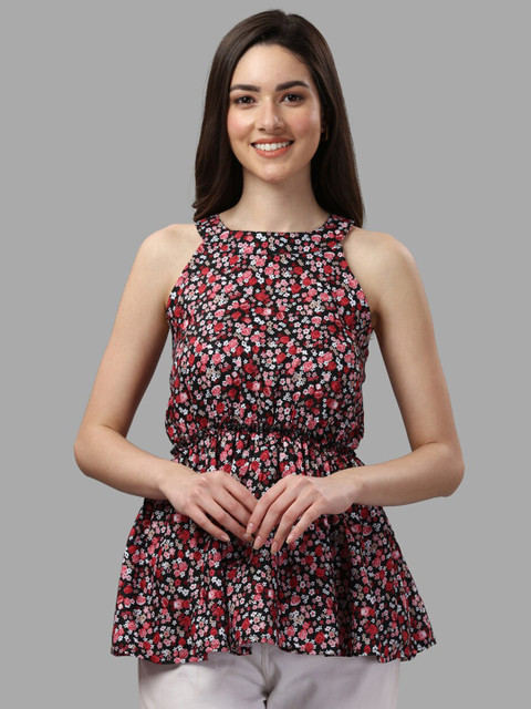 

GUFRINA Red Floral Print Cinched Waist Top