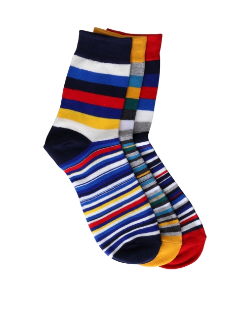 

Color Fevrr Unisex Pack of 3 Striped Socks, Multi