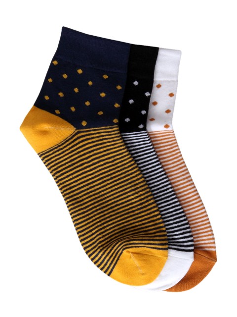 

Color Fevrr Unisex Pack of 3 Ankle-Length Socks, Yellow