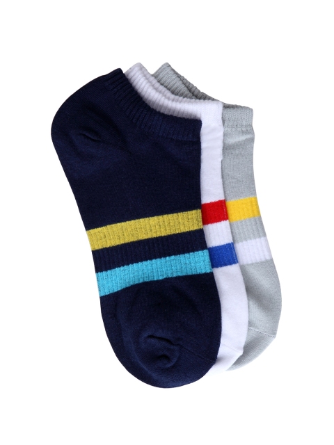 

Color Fevrr Unisex Pack of 3 Striped Socks, Navy blue