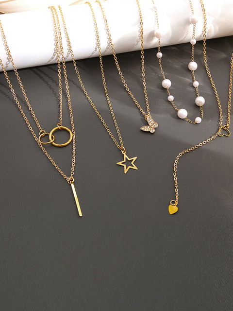 

Jewels Galaxy Women Gold-Plated & White Layered Necklace