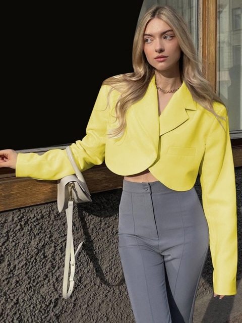 

BoStreet Women Yellow Colourblocked Longline Tailored Jacket