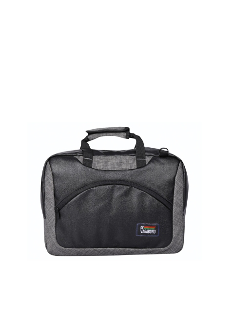 

DEVAGABOND Unisex Black & Grey Leather Laptop Bag