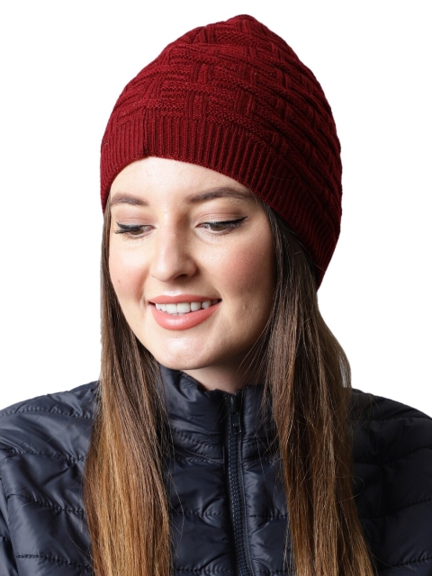 

ELLIS Women Maroon Self Design Beanie