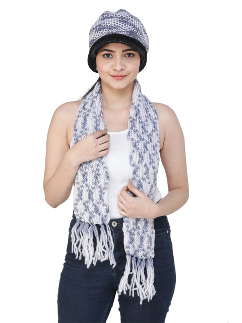 

ELLIS Women Black & Grey Self Design Beanie