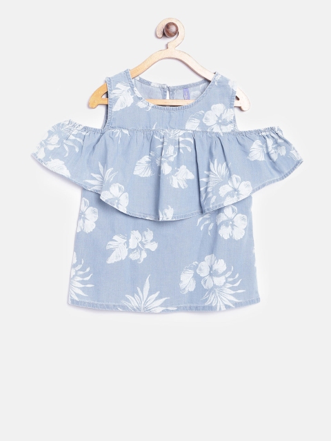 

Yellow Kite Girls Blue Floral Print Top