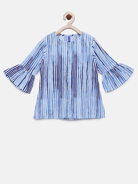 Yellow Kite Girls White Striped Shirt Style Top