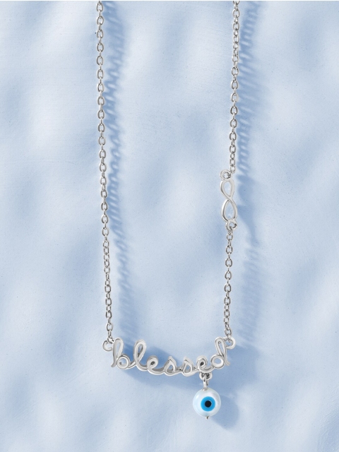 

MINUTIAE Silver-Toned & Blue Brass Silver-Plated Handcrafted Chain