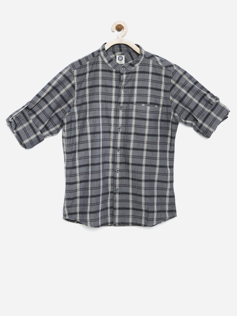 

YK Boys Grey Checked Casual Shirt