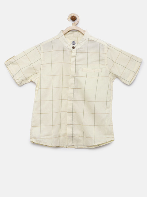 

Yellow Kite Boys Off-White Regular Fit Checked Casual Shirt