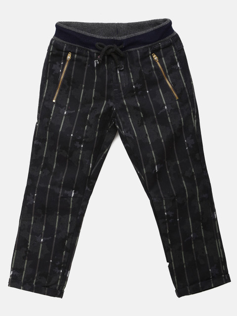 

YK Boys Charcoal Regular Fit Printed Trousers
