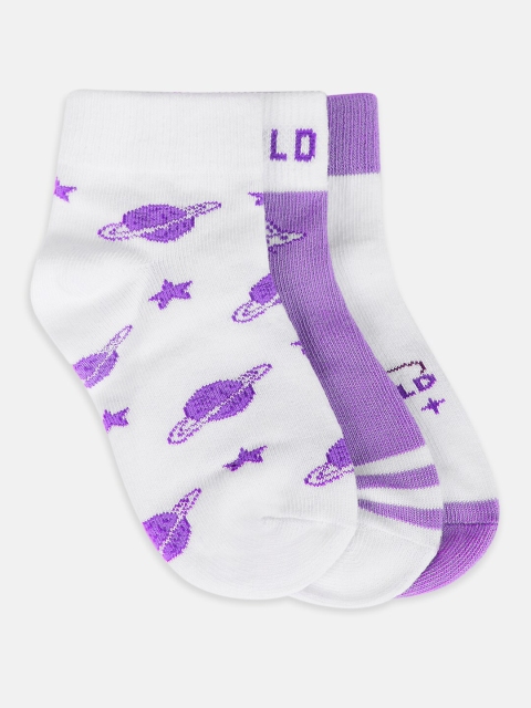 

Pantaloons Junior Girls Pack Of 5 Purple & White Patterned Ankle-Length Socks