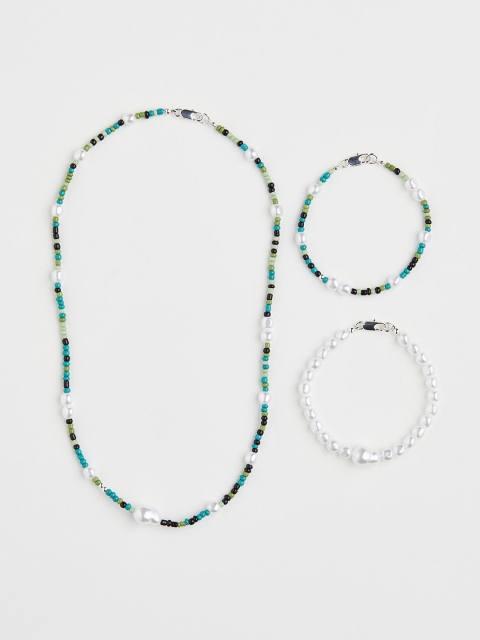 

H&M Men 3-Pack Necklace and Bracelets, Green
