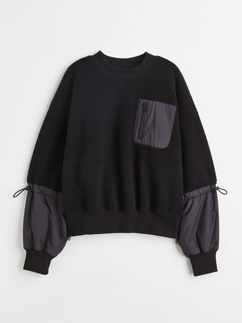 

H&M Women Black Teddy Sports Sweatshirt