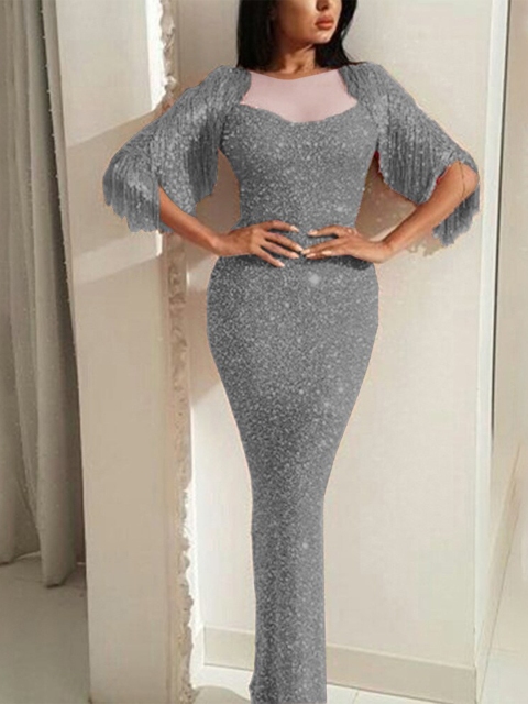 

BoStreet Women Grey Maxi Dress