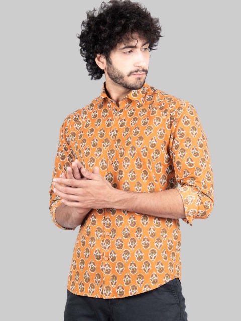

Tistabene Men Orange Premium Floral Printed Casual Shirt