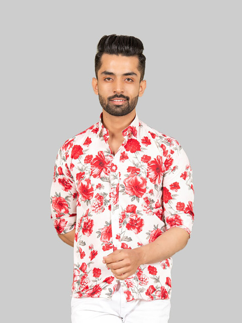 

Tistabene Men Red Premium Floral Printed Casual Shirt