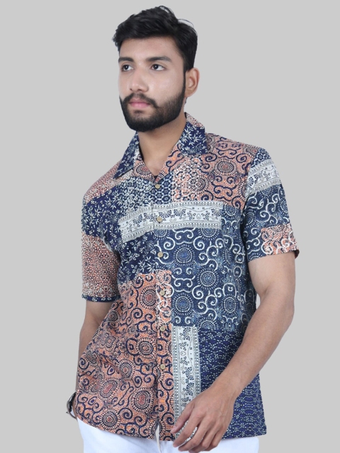 

Tistabene Men Blue Premium Printed Casual Cotton Shirt