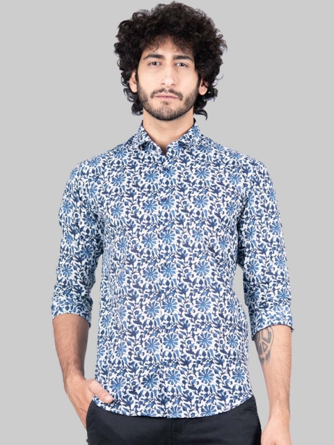 

Tistabene Men Blue Premium Regular Fit Floral Printed Cotton Casual Shirt