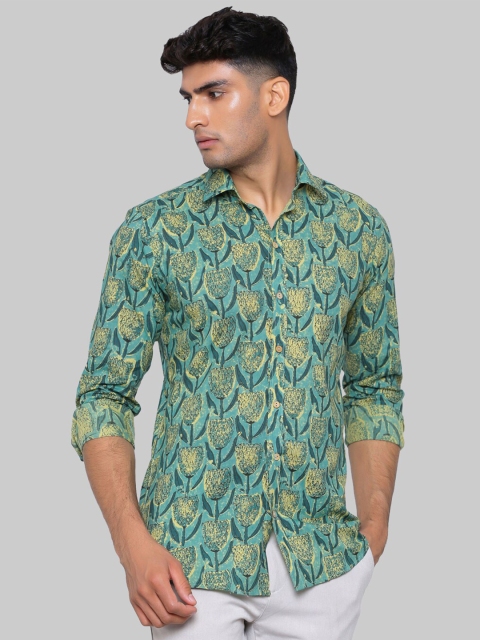 

Tistabene Men Blue Premium Regular Fit Floral Printed Cotton Casual Shirt