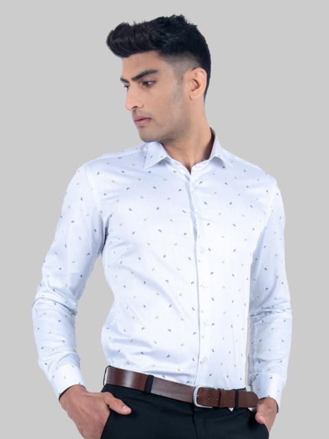 

Tistabene Men White Premium Printed Cotton Casual Shirt