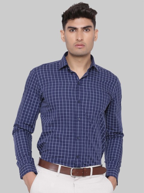 

Tistabene Men Blue Premium Grid Tattersall Checks Cotton Formal Shirt
