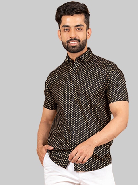 

Tistabene Men Black Premium Regular Fit Printed Cotton Casual Shirt