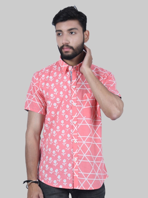 

Tistabene Men Pink Premium Regular Fit Floral Printed Cotton Casual Shirt