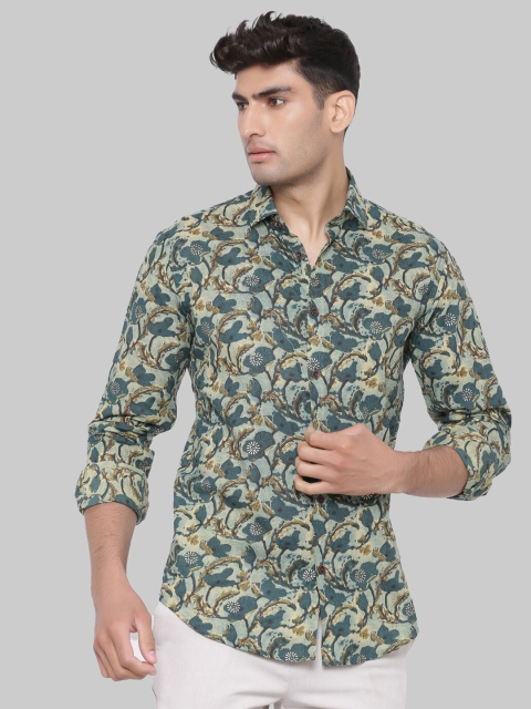 

Tistabene Men Green Premium Regular Fit Floral Printed Cotton Casual Shirt