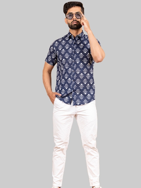 

Tistabene Men Blue Premium Floral Cotton Printed Casual Shirt