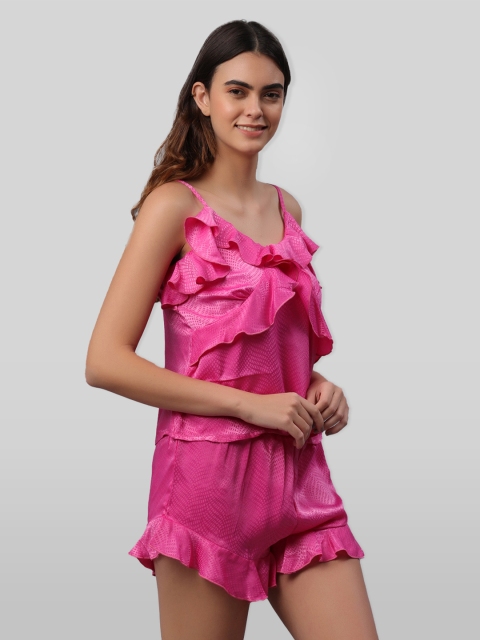 

PRETTY LOVING THING Women Pink Printed Shoulder Straps Night suit