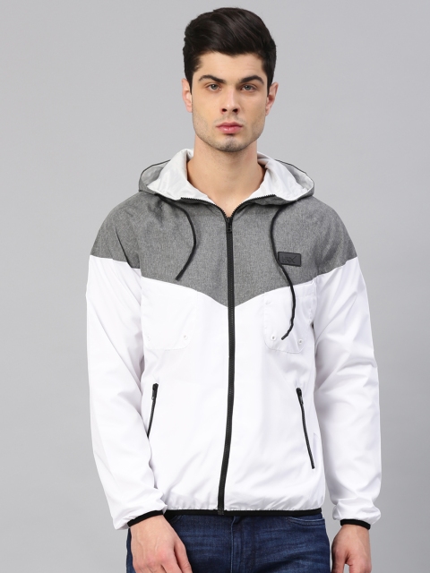 

HRX by Hrithik Roshan Men Grey & White Colourblocked Sporty Jacket