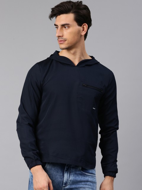 

HRX by Hrithik Roshan Men Navy Solid Hooded Sporty Jacket, Navy blue